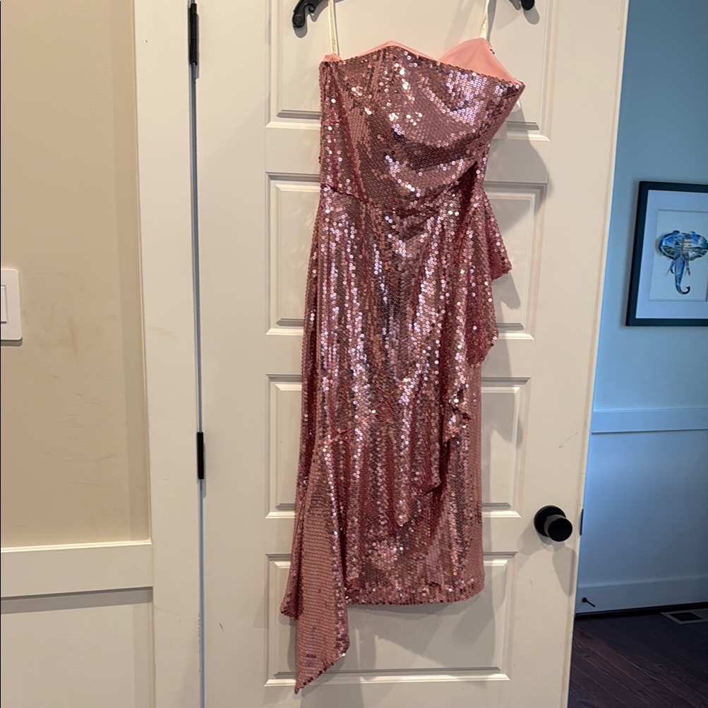 Shoshanna Pink Sequin Strapless Dress